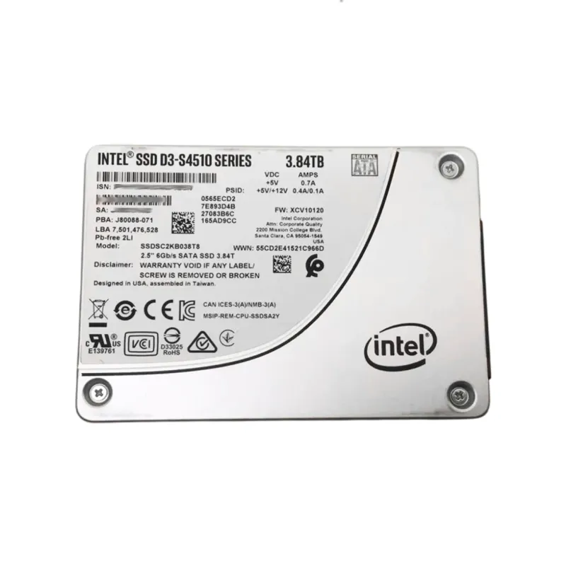SSDSC2KB038T8 Intel D3-S4510 3.84TB 6Gbps TLC SATA 2.5" Solid State Drive - Used