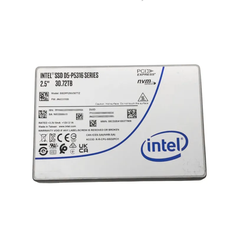 SSDPF2NV307TZ Intel D5-P5316 Series 30.72TB NVME U.2 2.5" PCle 4.0 x4 SSD - Used