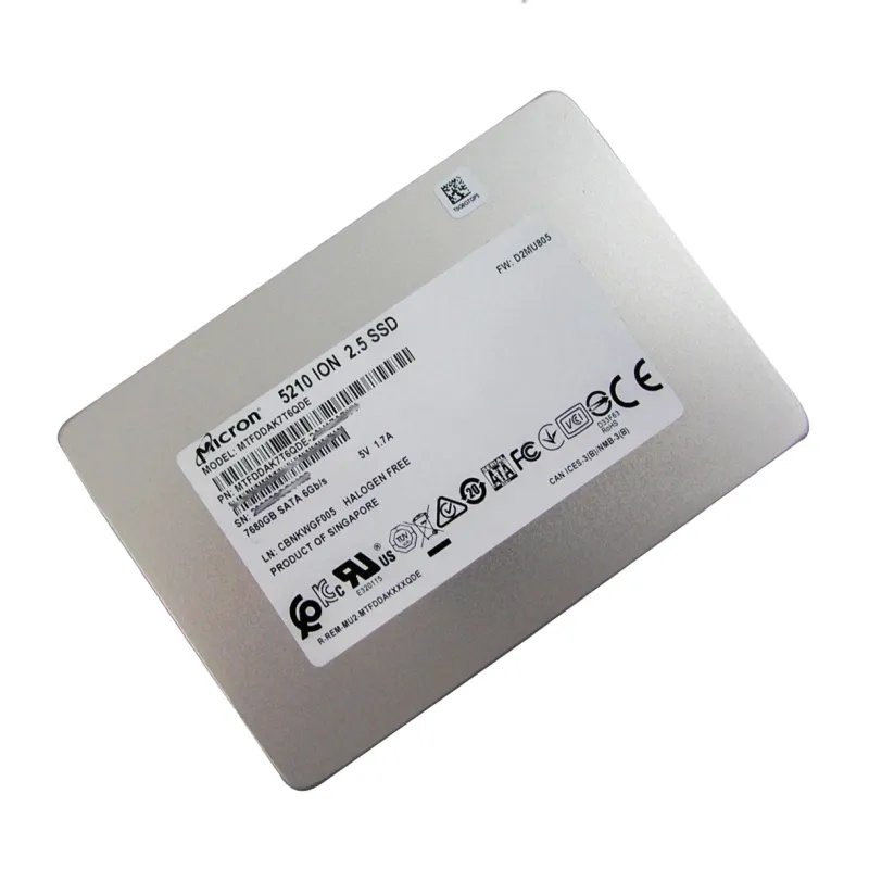 Micron 5210 ION 7.68TB SATA III 6Gb/s 2.5" Data Center QLC SSD MTFDDAK7T6QDE - Used