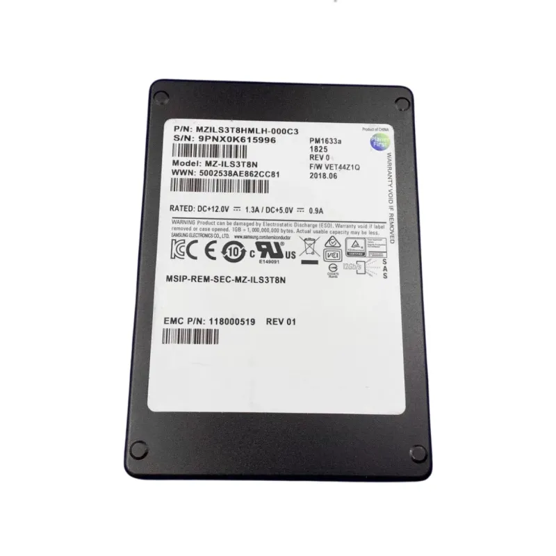 MZ-ILS3T8N Samsung PM1633a 3.84TB 12Gbps SAS TLC 2.5" SSD 118000519 - Used