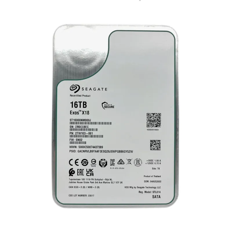 ST16000NM000J Seagate Exos X18 16TB 6Gbps 7.2K 256MB 3.5" 512e SATA Hard Drive - Used