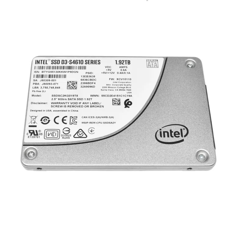 SSDSC2KG019T8 Intel D3-S4610 1.92TB 6Gbps TLC SATA 2.5" Solid State Drive - Used