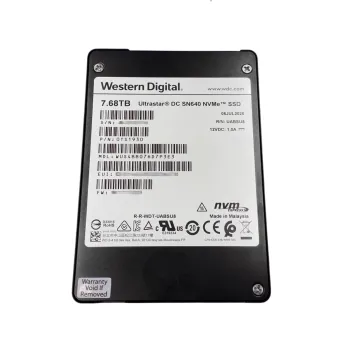 WUS4BB076D7P3E3 Western Digital DC SN640 7.68TB TLC PCIe 3.1 NVMe 2.5" U.2 SSD - Used