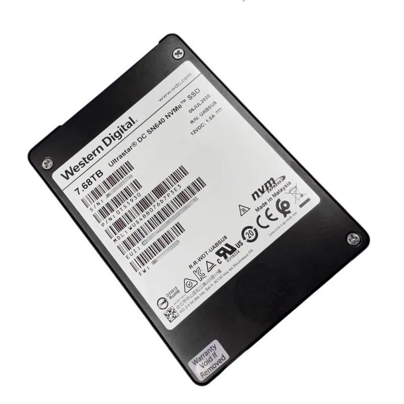 WUS4BB076D7P3E3 Western Digital DC SN640 7.68TB TLC PCIe 3.1 NVMe 2.5" U.2 SSD - Used